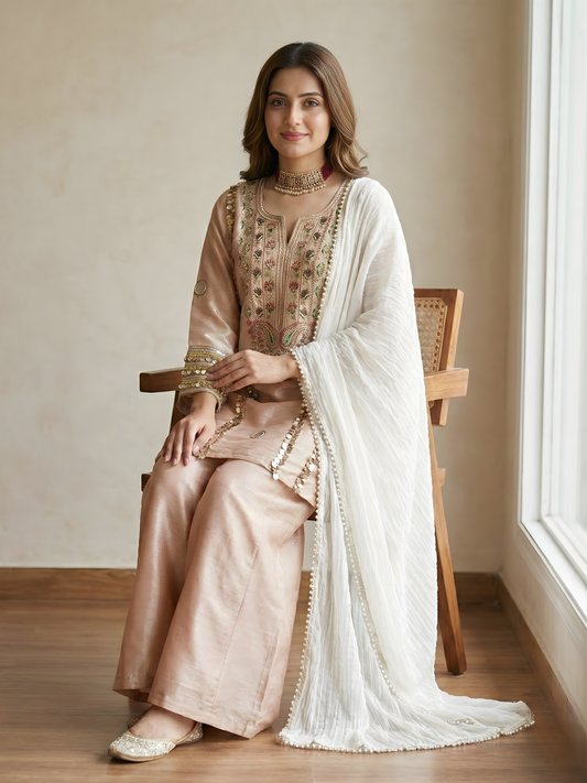 Beautiful peach short kurta set