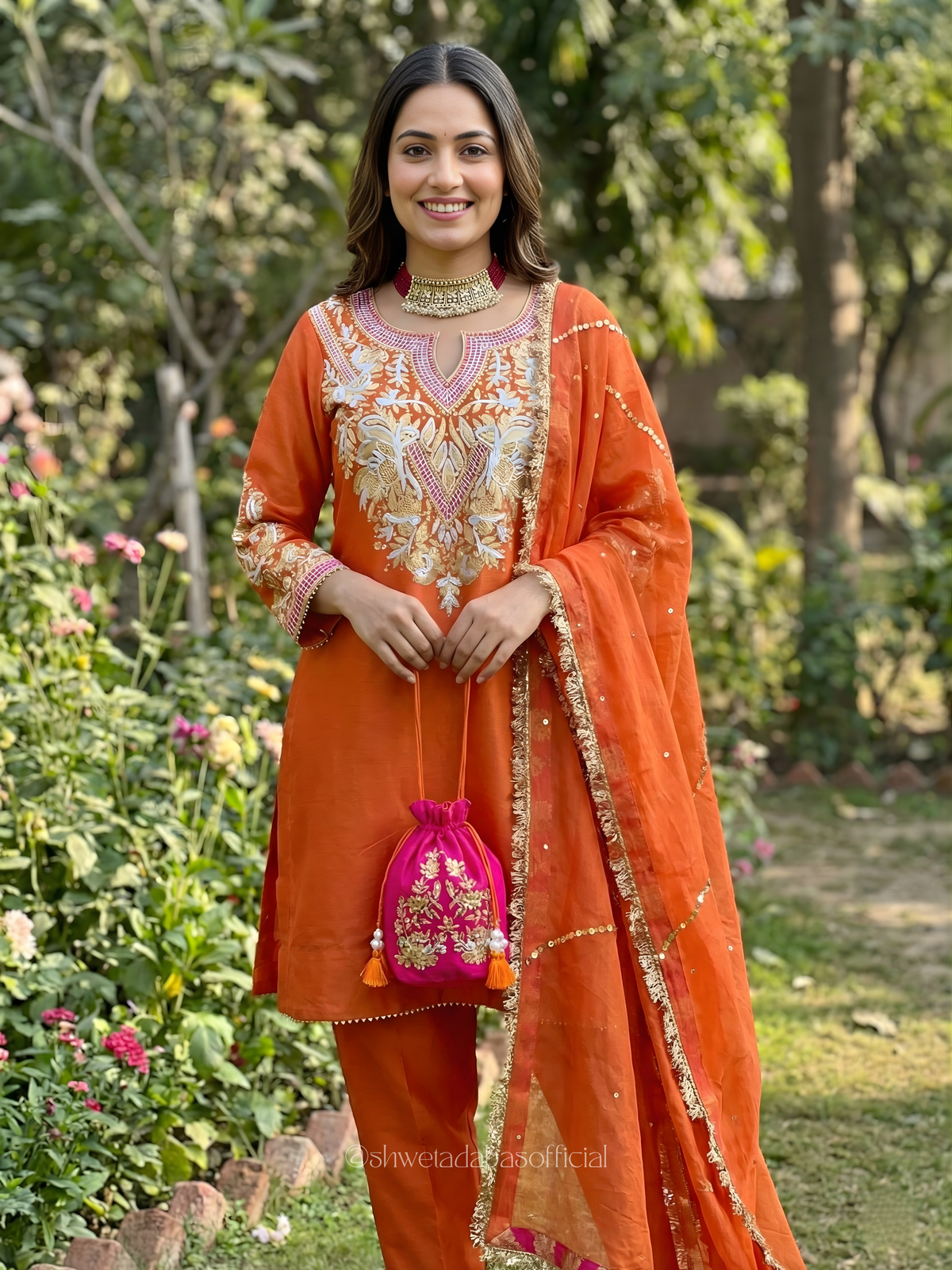 Orange short kurta set