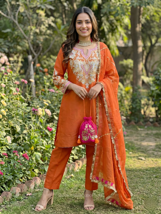 Orange short kurta set